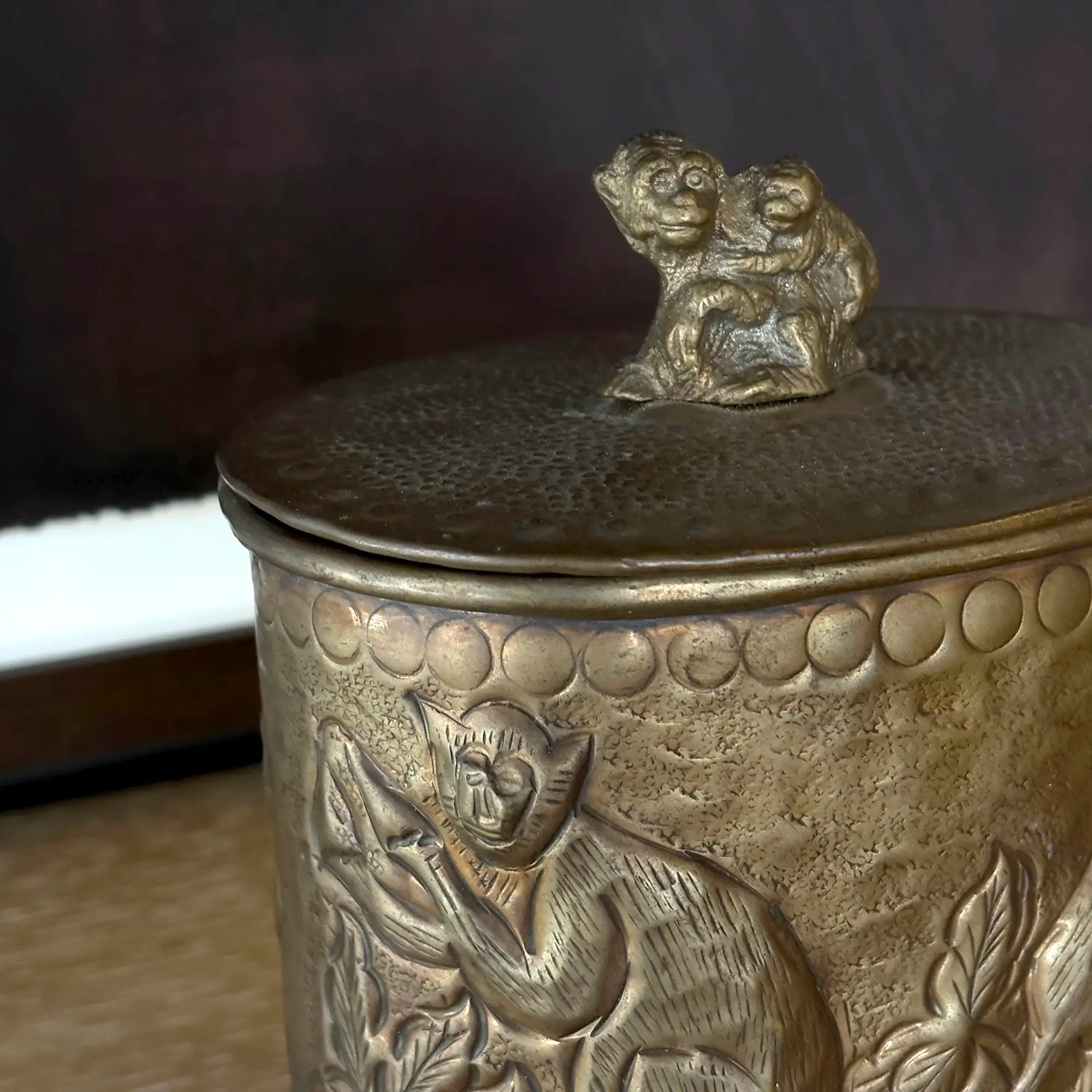 Vintage Brass Monkey Canister with Lid - Image 4