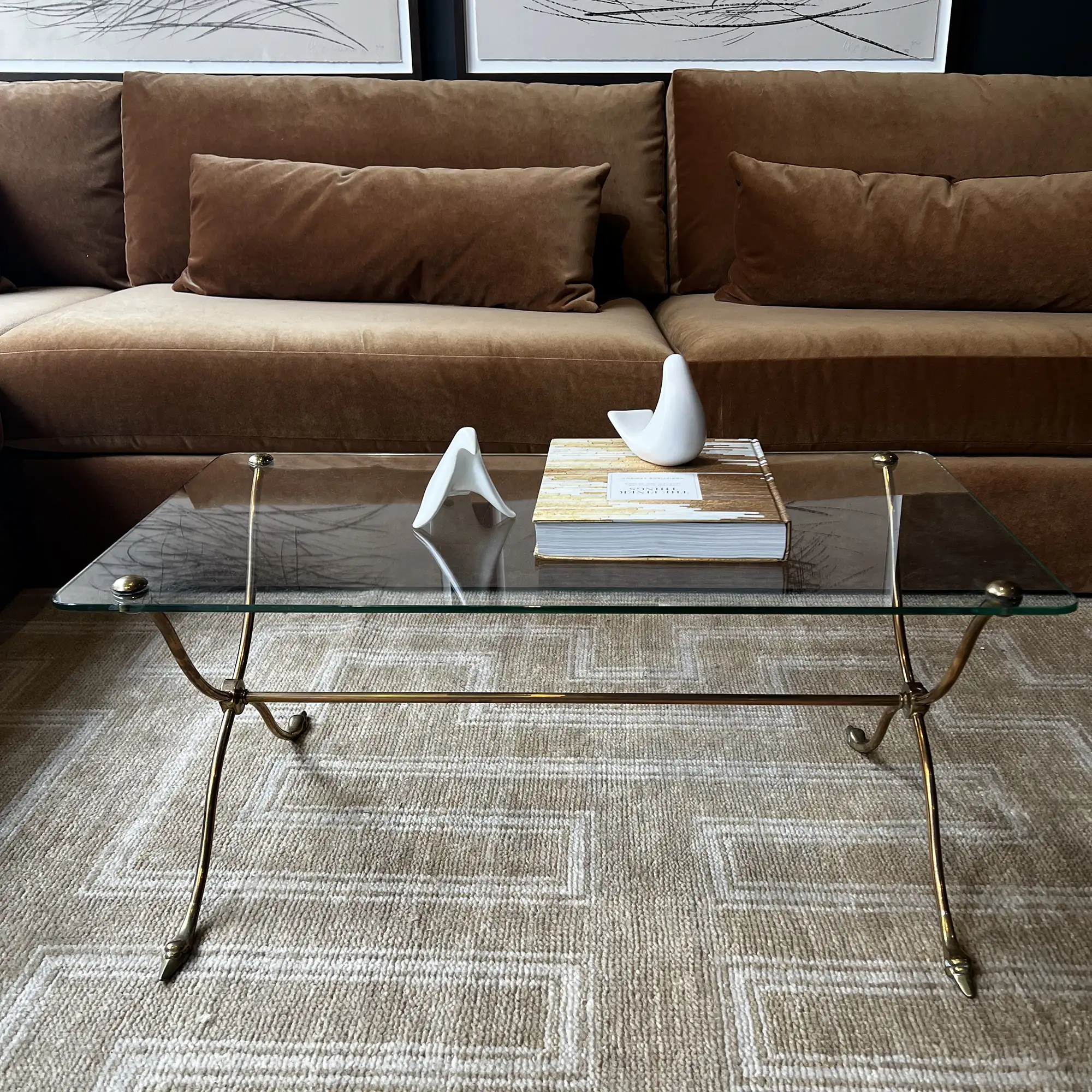 Vintage French Brass & Glass Coffee Table with Figural Duck Feet, (c. 1950s–60s) - Image 2