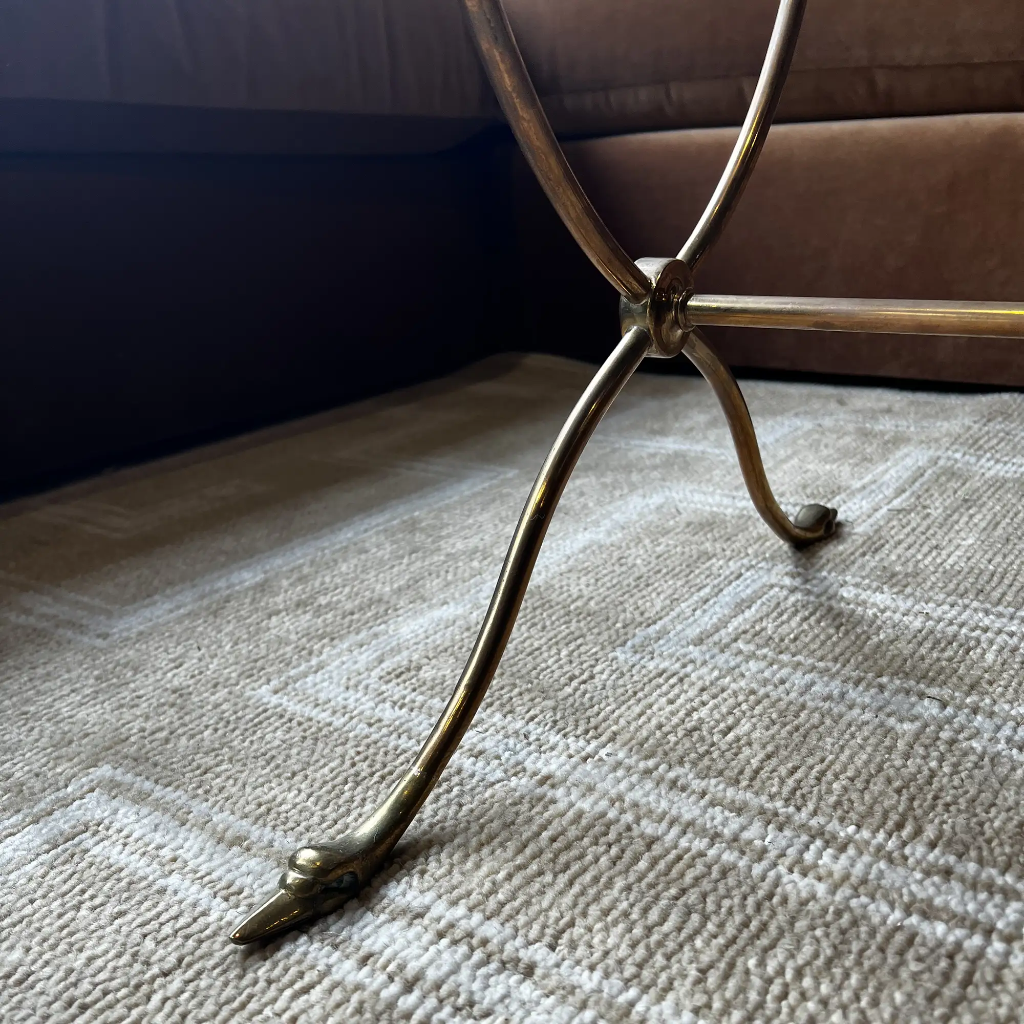 Vintage French Brass & Glass Coffee Table with Figural Duck Feet, (c. 1950s–60s) - Image 4