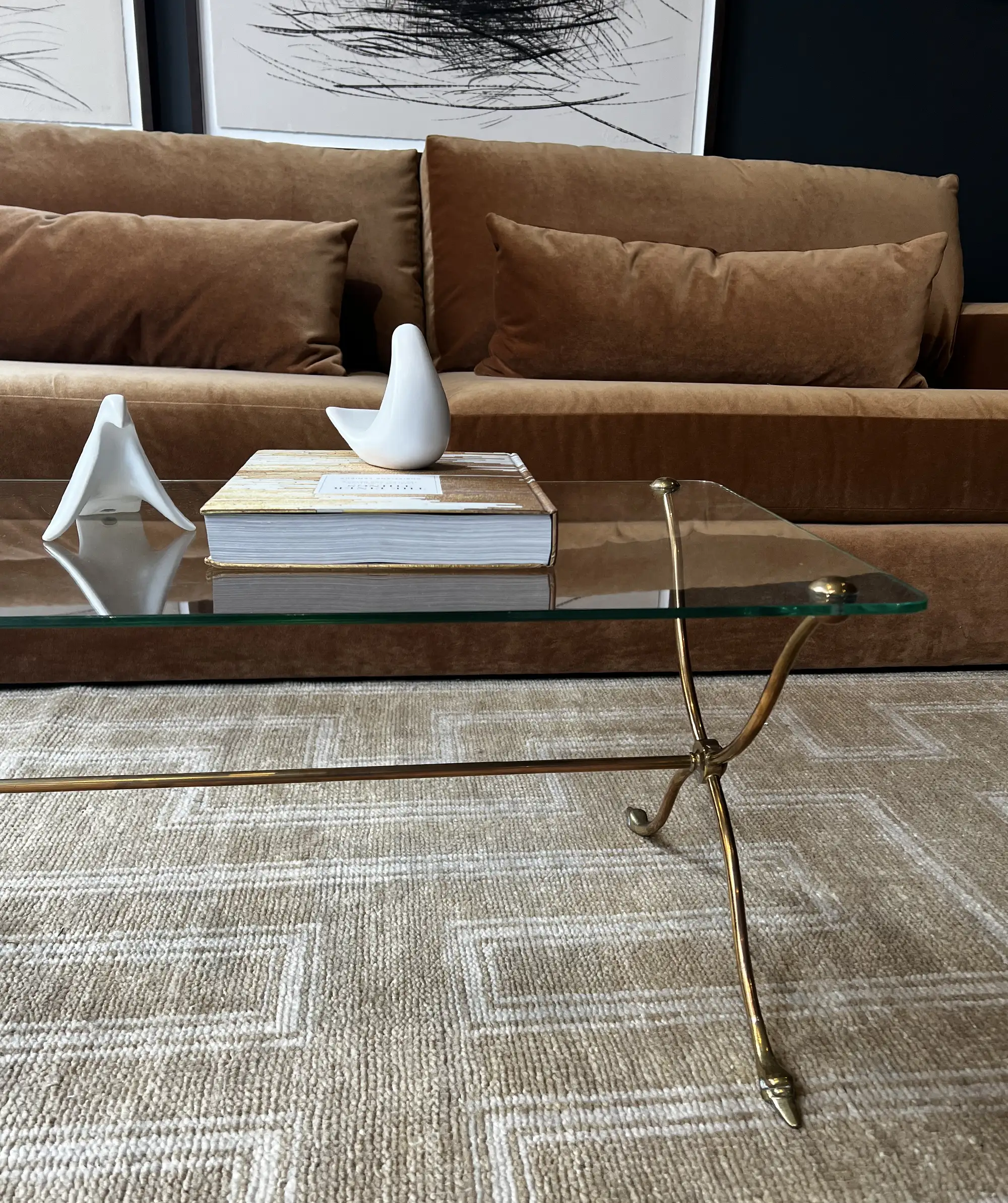 Vintage French Brass & Glass Coffee Table with Figural Duck Feet, (c. 1950s–60s) - Image 5