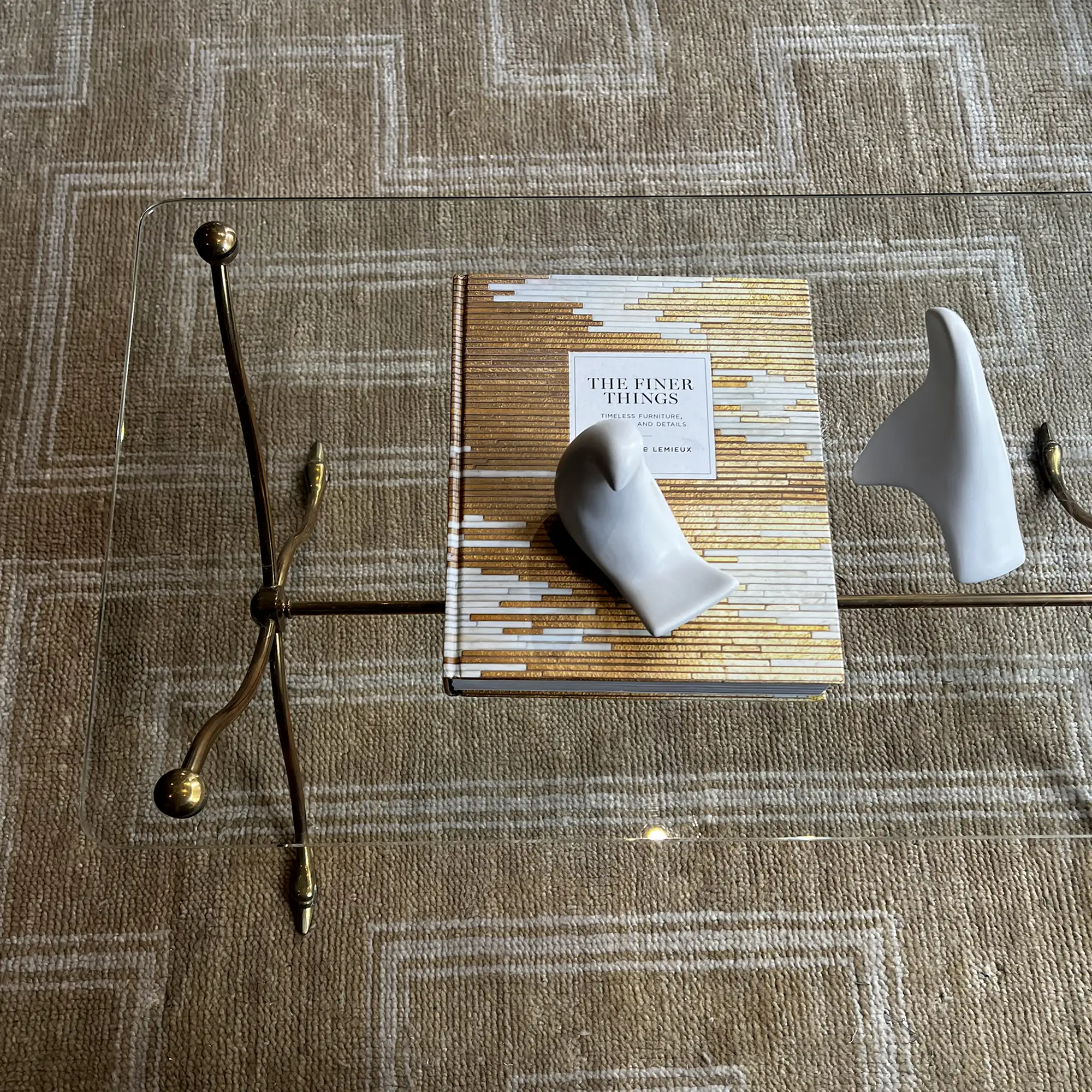 Vintage French Brass & Glass Coffee Table with Figural Duck Feet, (c. 1950s–60s) - Image 6