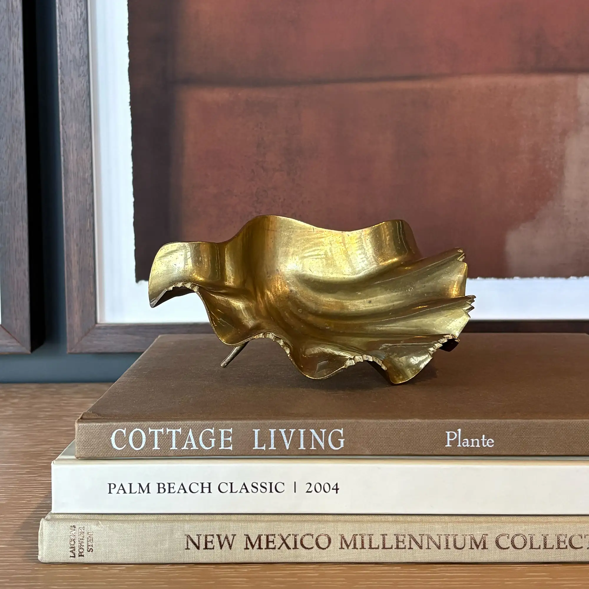 Vintage Hollywood Regency style brass shell dish - Image 2