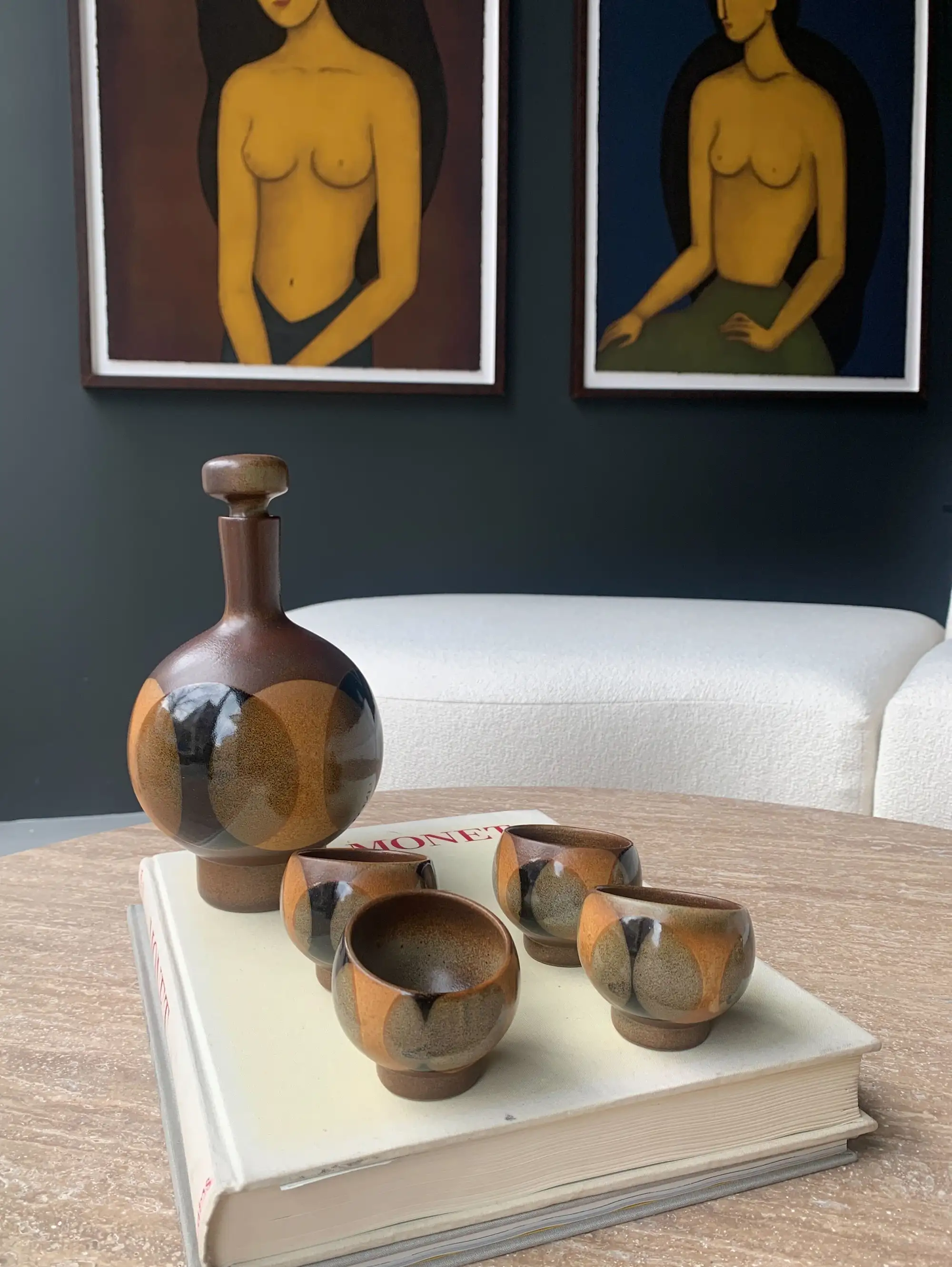 Vintage Robert Maxwell Geometric Decanter & 4 Cups (1960's) - Image 5